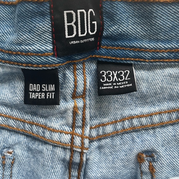 Urban Outfitters BDG Dad Slim Taper Fit Jean Medium Wash Patchwork Denim 33 - Picture 7 of 16